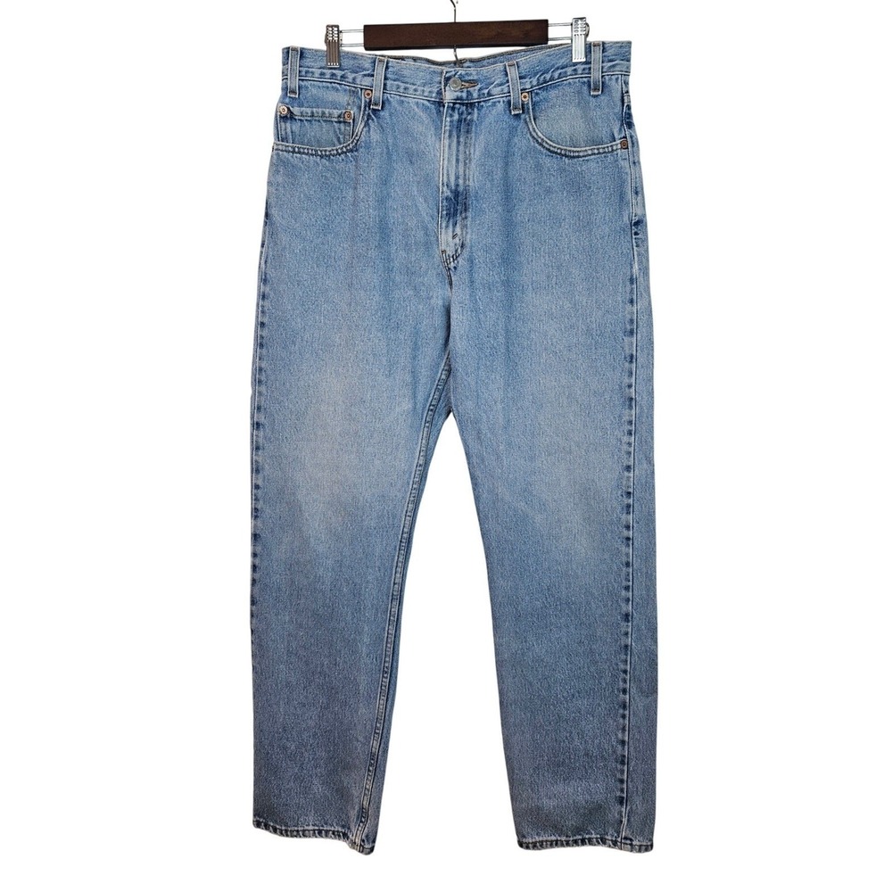 Levis 505 Regular Fit Jeans Mens 36x32 Blue Light Wash Straight Leg Vintage‎ 90s